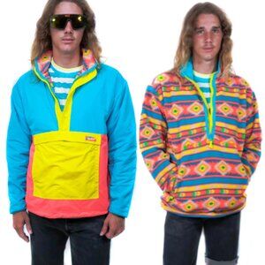 Chubbies Men's Retro Winter Warrior Reversible Polar Fleece Aztec Jacket